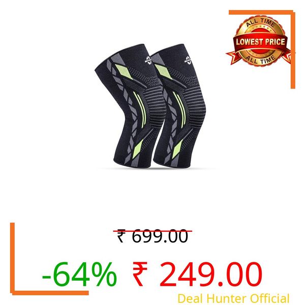 Nivia Knitted Knee Support for Men, for Gym, Knee Sleeves, Knee Band Pair for Sports & Workout, Knee Cap, Comfortable Elastic Sleeve, for Exercise, Running, Cycling, Joint Protection (Green,L)