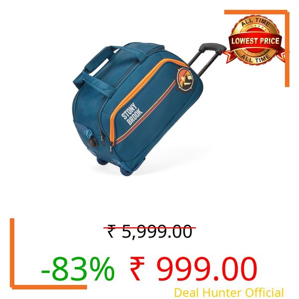 Stony Brook by Nasher Miles Sunset Polyester Cabin Small 52 cm Teal Wheel Duffel Bag for Travel | Duffle Bag with Trolley