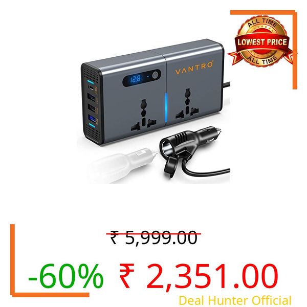VANTRO Power Inverter/Laptop Charger with 3 USB (6.2A Max) & 1 C Type(1*27WPD) Smart USB Ports, Patented Technology 12-24V DC to 220V AC- Bonus Cigarette Lighter Port - Ideal for Car, Bus, and Truck Use Model:: P2 Pro