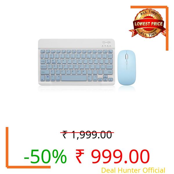 Guiheng Bluetooth Keyboard And Mouse Combo Rechargeable Portable Wireless Keyboard Mouse Set For Apple iPad iPhone iOS 13 And Above Samsung Tablet Phone Smartphone Android Windows (10 Inch Blue)