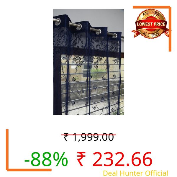 IVAZA Heavy Net Imported Eyelet Curtain | Net Curtains Door Curtain 9 Feet for Home|Curtains for Bedroom & Living Room,Semi-Transparent Sheer Curtain Pack of 1 Navy Blue