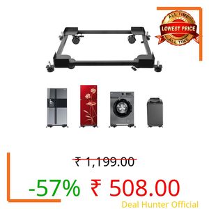 Zureni Adjustable Front/Top Load Washing Machine Stand (5 to 15 KG) Heavy Duty Metal 230KG Capacity Single/Double Door Fridge Refrigerator & Air Cooler Trolley with Nylon Wheels & Anti Vibration Pad