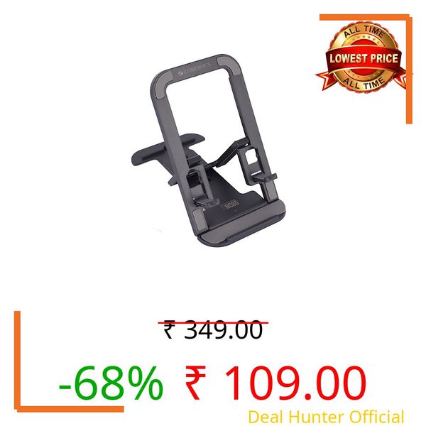 ZEBRONICS MS80 Mobile Holder with Adjustable Height, 10°- 50° Multiangle Adjustment, Foldable Design, Anti Skid Base, Matte Finish, Lightweight and 4 Adjustable Levels (Black)