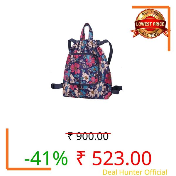 Leeonz Waterproof Drawstring Bags, Printed Gym Bags Sports Backpacks for School PE Yoga for Men Women Girls Students (Blue Flower, 1pcs)