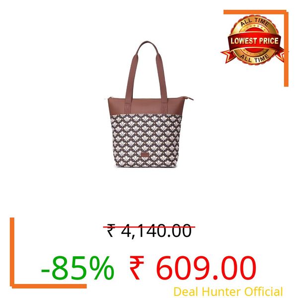 ZOUK Bidri Kaiser Floral Printed Women's Jute Handcrafted Vegan Leather Blue Everyday Tote