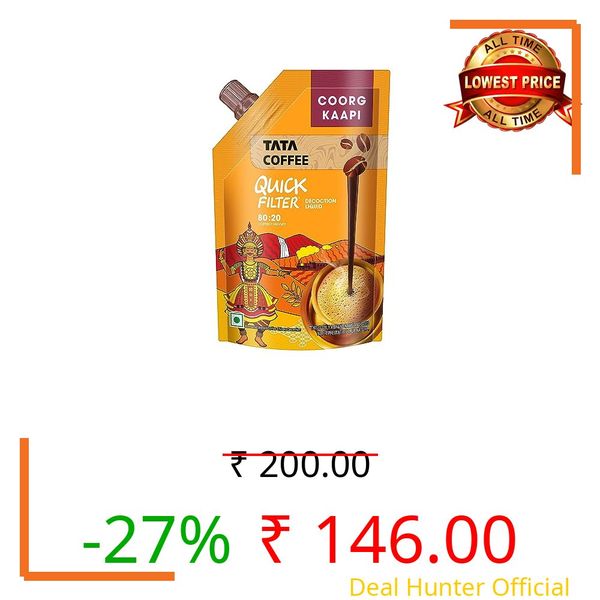 Tata Coffee Quick Filter Decoction Liquid, Coorg Kaapi, 200ml Box, Flavoured Instant Coffee Chicory Decoction (80% Coffee and 20% Chicory), Liquid Filter Coffee, Easy to Make