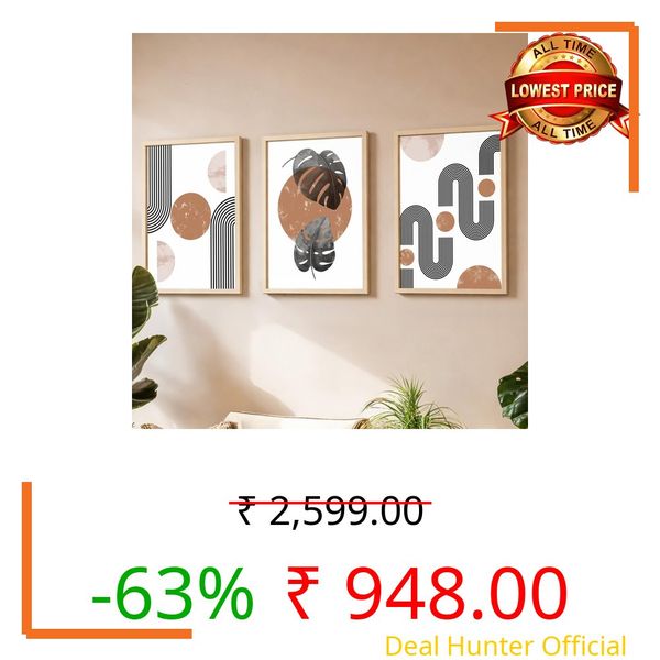 NoWorries Abstract Leaf Wall Paintings | Multicolor Framed Wall Art for Living Room, Bedroom & Office Home Decoration – 13x19 Inch Modern Art Prints