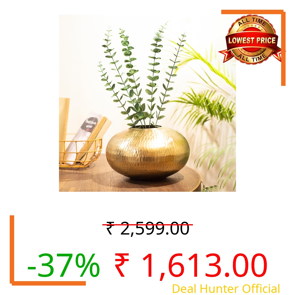 Market99 Iron Flower Vase for Home & Living Room Decor | Vintage-Style Decorative Pot for Fresh or Artificial Flowers | Antique Finish Metal Vase for Gifting & Office Table Decoration