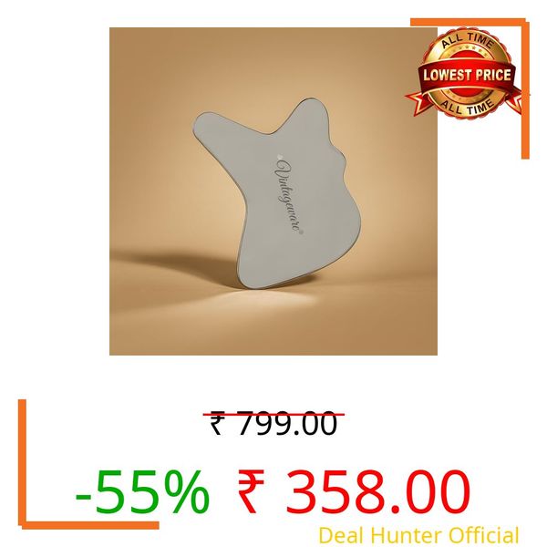 Vintageware® Stainless Steel Facial Gua Sha Massager (IASTM Tool) For Face, Skin, Neck, Jaw, Eye Massage & Acupressure Therapy On Trigger Point Treatment Scraping Face Massage Tool (R-Shaped)