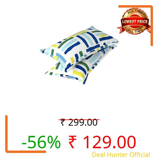 RRB TEXTILE Floral Design Zig Zag Stitching King Size Set of 8 Glace Cotton Pillow Covers/Pillow Case-20 x 30 Inches, 50 cm x 75 cm