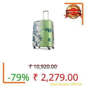 Skybags Large Trooper Size Abs Hardshell Luggage (75 Cm) | Printed Luggage Inline Trolley Bag with 4 Wheels and Resetable Combination Lock | Unisex, Green, Large