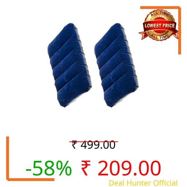 Amfs Store Velvet Air Travel Pillow (AIR Pillow for Family) Navy Blue (Pack of 2) Ap 2 3