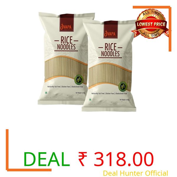 Jvapa Rice Noodles |Naturally Gluten Free | Cholesterol Free | Naturally Fat Free | Made with 100% Rice - 800 gm (400 gm x Pack of 2)