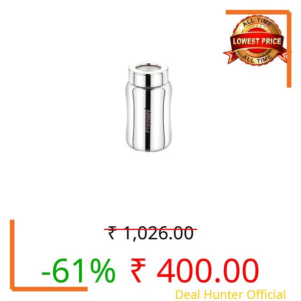 Praylady 500ml Stainless Steel Airtight Canister | Leak-Proof | Tea, Coffee & Sugar Storage Jar | See-Through Lid | Food Grade | Rust-Free | Kitchen Container
