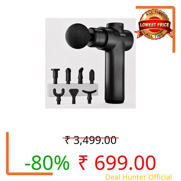 Lifelong LLGM109 Percussion Massage Gun for Pain Relief, Deep Tissue, 6 Speeds & 8 Massage Heads, Cordless, Quiet Operation for Neck, Shoulders, Back, Arms, Legs & Feet (Black)