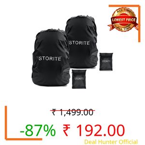 Storite 2 Pack Dust & Rain Cover For Standard Backpack With Pouch, Water Resistance Dustproof Bag Adjustable Cover For School, College,Office, Trekking Bags (30L-35L,Black)