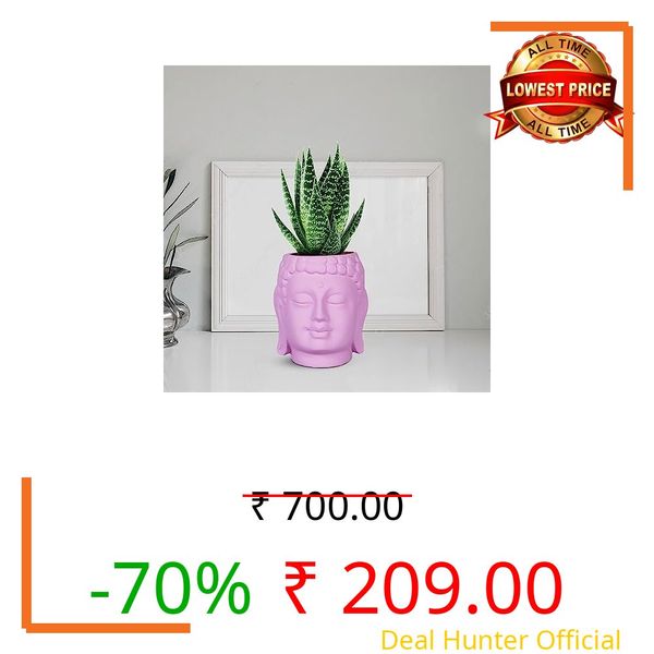 Lasaki Buddha 3.5 inch Purple Ceramic Pots for Indoor Plants, Planters, Flower, Pots, gamla,Outdoor,Balcony,Home,Round,Garden, Office Decor,Succulent(H - 9 X D - 8.5 cm)(Plants not Included)