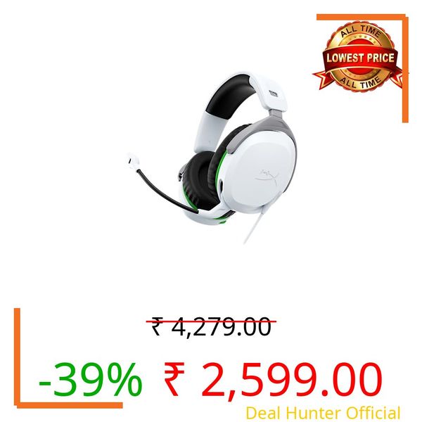 HyperX Cloud Stinger 2,Gaming Headset for Xbox,Lightweight Wired Over Ear Headset with mic, Swivel-to-Mute Function, 50mm Drivers, PC Compatible - White (75X28AA)