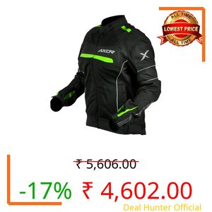 Axor Diva Riding Jacket MaxTec 600-D Textile for Women equipped with -Tech C.E. level 2 protectors at the elbows/shoulders/back and high tenacity mesh fabric for maximum ventilation-Black Neon Green-M