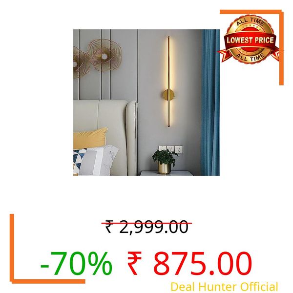 Groeien Metal Modern LED 3 Color Long Wall Sconce Gold Wall Light for Bedroom Living Room Corridor Lighting Fixtures Wall Mount(Warm+Natural+Coolwhite)(Gold Wall Light01)