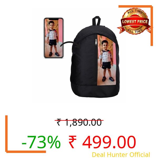 MY FAV 30 Liter Customized Backpack, Printed Bag for Corporate, School, College, Ideal for Personalized Gift, Digitally Customised Laptop Bag with Photo, Photo Wala Bag for Kids and Adult Black