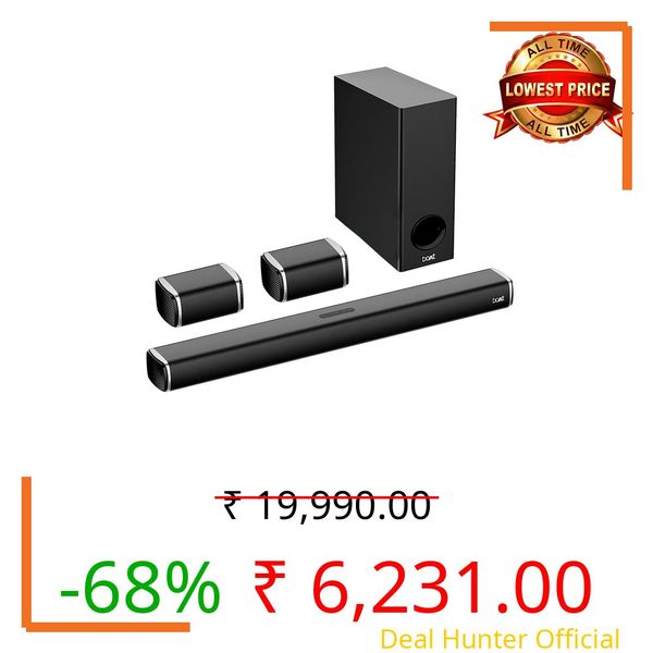 boAt Aavante Bar 2400 5.1CH Soundbar with 180W RMS, Wired Subwoofer, 2 Rear Satellites, Signature Sound, Multi Compatibility, EQ Modes & Remote Control(Premium Black)