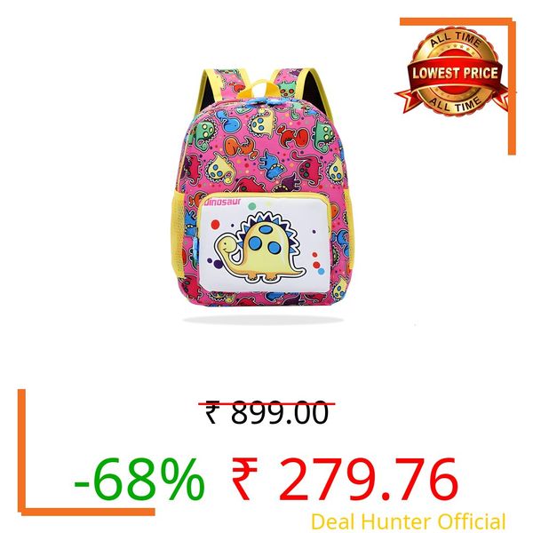 BEMBIKA Kindergarten Cute Cartoon Kids School Bag for Boys and Girls, Toddler Preschool Plush Travel Schoolbag, Perfect Book Bag, Casual Backpack for Kids � (Dino Pink)