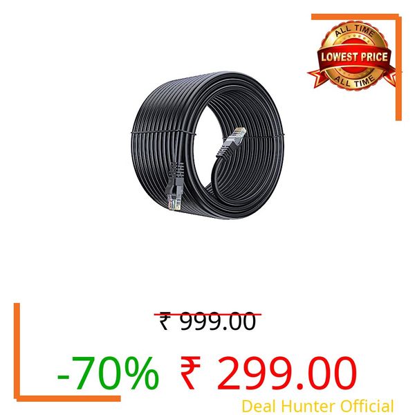 CivON Cat5e Outdoor Ethernet Lan Cable cat 5 Network Cable, RJ45 cat 5 ethernet Cable Cord 350MHZ / 1000Mbps Gigabit Network UTP LAN Cable-Black (15 Meter)