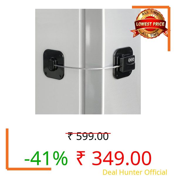 Refrigerator Lock, Heavy Duty Fridge Lock, Combination Lock for Refrigerator Cabinets, Drawers, Safety, Easy Install No Keys Needed (Black-1Pack)