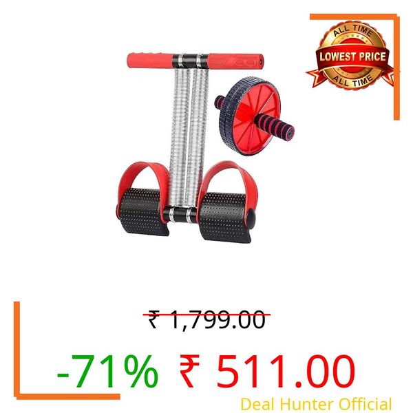 Shopfleet Ab Wheel Roller & Tummy Trimmer Combo Abs Abdominal Home Gym Exercise Equipment For Body Workout Men & Women (Multicolor)