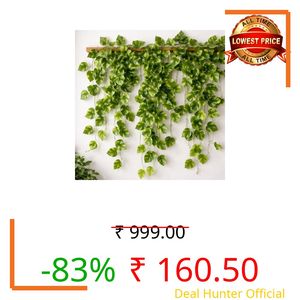 Akaar Polyester Artificial Plants Leaves Money Plant Greenery Hanging Vine Creeper Home Decor Door Wall Balcony Decoration Party Festival Craft (7.2Ft)- Pack Of 4