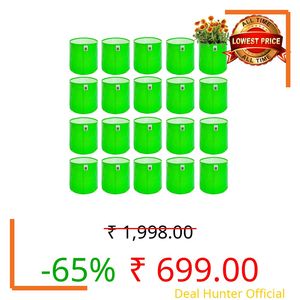 Anandi Green's HDPE Uv Protected 260 GSM Round Green Colour Plants Grow Bags Suitable for Terrace and Vegetable Gardening 6x6 Inch Pack of 20