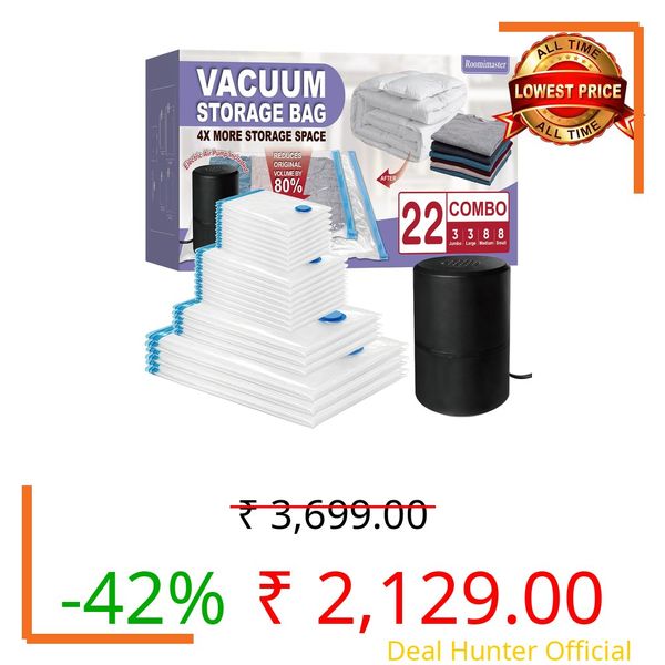 Electric Pump Vacuum Storage Bags - 22 Combo (3 Large/3 Jumbo/8 Medium/8 Small) Space Saver Seal Bags for Clothes, Comforters, Blankets, Bedding