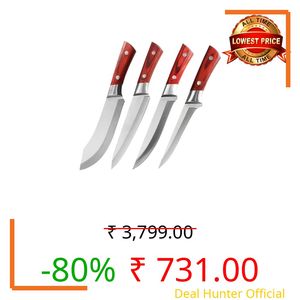Machado 4 Pc High Carbon German Stainless Steel Knife Set Sharp Boning | Paring | Peeling | Vegetable Knife 10 Inch
