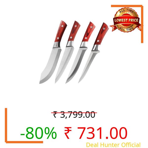 Machado 4 Pc High Carbon German Stainless Steel Knife Set Sharp Boning | Paring | Peeling | Vegetable Knife 10 Inch