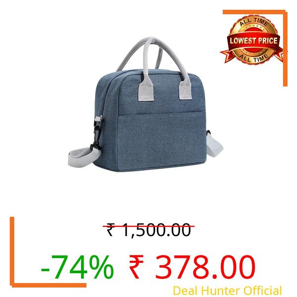 BLUE BEADS Thermal Insulated Travel Lunch Bags for Diwali Gift Item Small for Women Work, Student Kids to School Leak-Proof Hot Cold Lunch Bag Reusable Tote Bag with Aluminium Inner Foil (1 Pcs) Blue