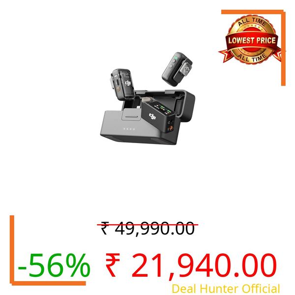 DJI MIC 2 (2 TX + 1 RX + Charging Case), All-in-One Wireless Microphones, Intelligent Noise Cancelling, 32-Bit Float Internal Recording, 250M (820 Ft.) Range, Microphone for iPhone, Android, Camera