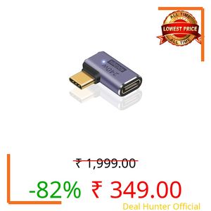 ETZIN Right Angle USB C Adapter 40Gbps, USB C Right Angle Adapter PD 240W Fast Charging, Adapter Extender with 8K@60Hz Video Compatible with i-Pad, MacBook,Thunderbolt 4/3 Etc-EPL1080TC..