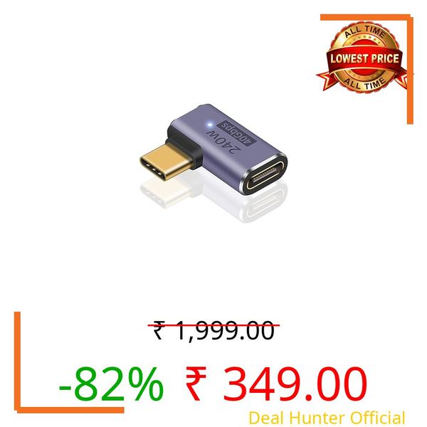 ETZIN Right Angle USB C Adapter 40Gbps, USB C Right Angle Adapter PD 240W Fast Charging, Adapter Extender with 8K@60Hz Video Compatible with i-Pad, MacBook,Thunderbolt 4/3 Etc-EPL1080TC..