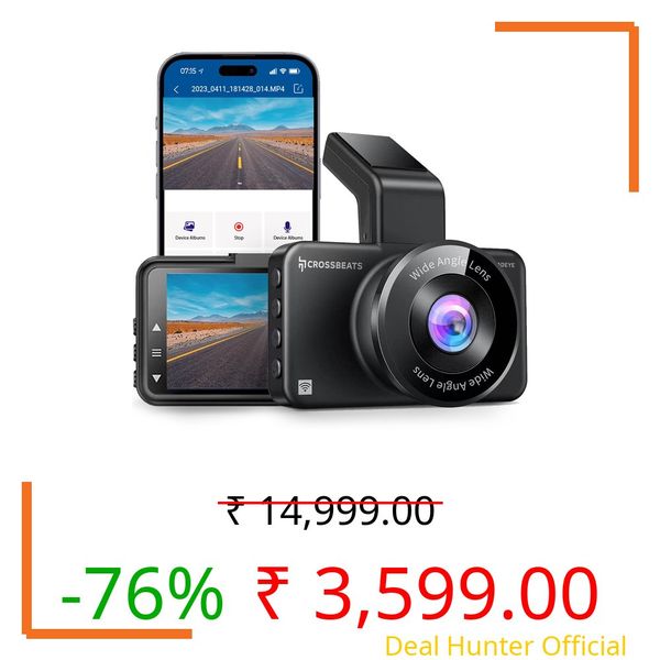 Crossbeats RoadEye Dash Cam| WiFi & APP | Full HD 1080P with 150° Wide Angle| Car Camera| Large 3" Screen Dashcam with Night Vision | G-Sensor | Loop Recording| Parking Monitor| Motion Detection|ADAS