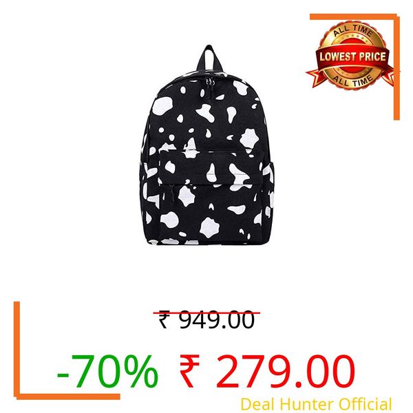 ShortWell- Medium Kids Backpack Waterproof Backpack, Girls & Women Stylish Trendy College, School & College Bag (BLACK DOT)