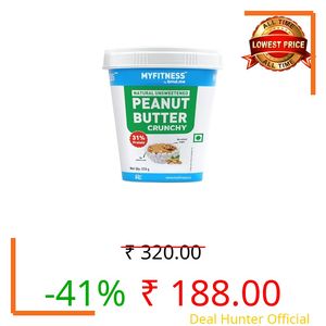 MYFITNESS All Natural Peanut Butter Crunchy 510g | 100% Roasted Peanuts | 32g High Protein | Nut Butter Spread | No Added Sugar & Salt | No Palm Oil | Zero Cholesterol | Unsweetened Peanut Butter |
