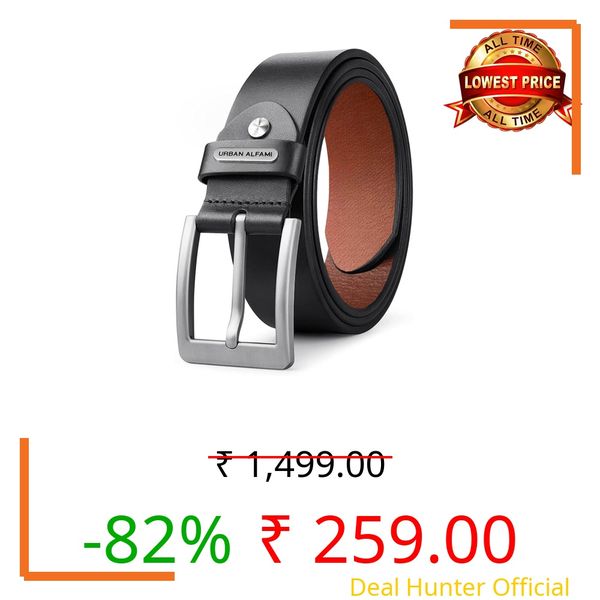 Urban alfami Genuine leather Belt for Men | Formal/Casual | Size 28-46 (BLACK 19-F, 38)