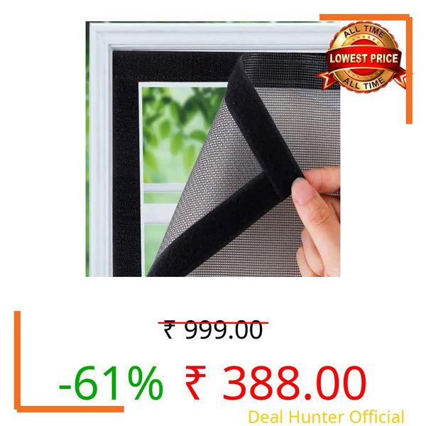 Autarky Fiberglass Mosquito Net Pre Stitched with Fastener Tape on All Four Borders Window Mosquito Net, 120 GSM Fiberglass Insect Net Ivory Color - Size 50cm X 150cm