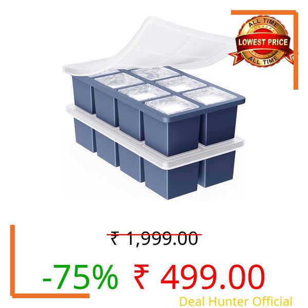 Large Ice Cube Trays for Whiskey: GGOW Big Silicone Ice Cube Trays 2Inch- Huge Square Ice Cubed Tray for Whisky and Cocktail