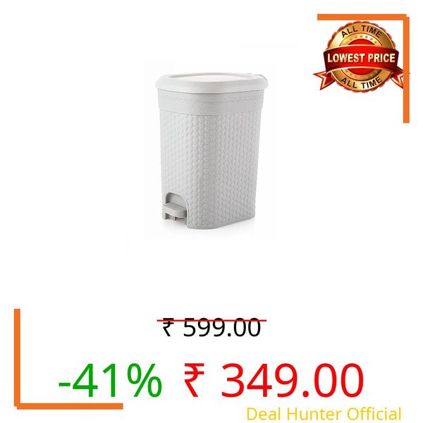 MOLTRES - Kleno SMALL Size Pedal Bin- Cap. 7 LTR - Plastic (Size-19cmx16cmx28cm) -Table, Desk Plastic Pedal Dustbin (Kleno_7 Bin, Grey)