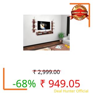 ERAWUD Riano Wall Mount TV Entertainment Unit | with Set Top Box Stand and Wall Shelf Display Rack for Living Room Classic Walnut (Ideal for up to 32") Screen