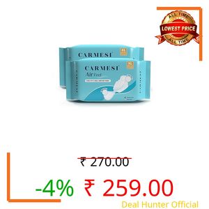 Carmesi Air Feel Sanitary Pads With Dual Airflow Pores - 20 XL Pads With Wide Back