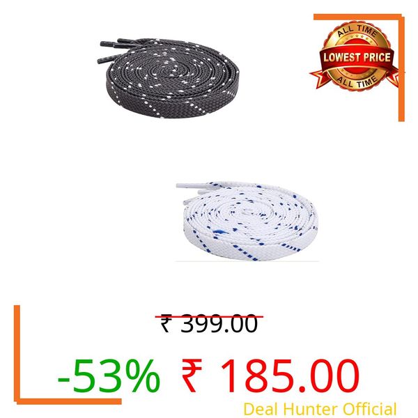 GRAH SANGRAH® Flat Shoelace (2 Pair (1 Pair Per Single Color) Unisex Shoelaces for Casual, Running Sports Shoes Double Color Twil (Grey White-White Blue, 120 CM)