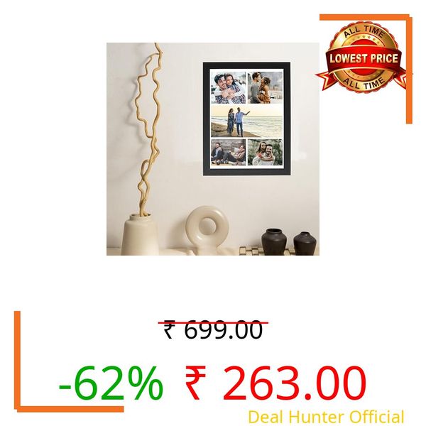 FA6 Customised 5 Photo Wood Collage Vertical Rectangular Frame For Birthday,Anniversary,Wedding Gift,Personalized Collage Gift,Wall Photo Frame-6X8 Inch,Black